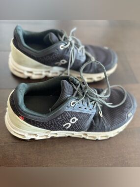 On Running Kids Black and White Cloud Sneakers